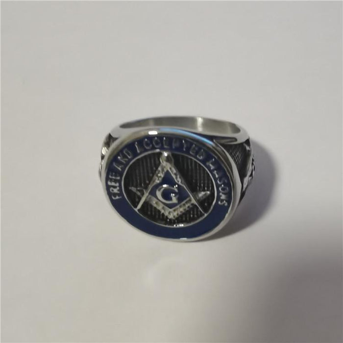 Personality Retro Masonic Logo Men's Titanium Steel Ring