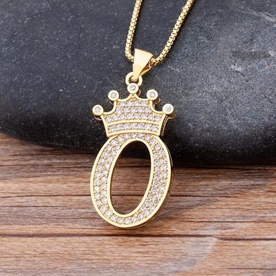 Zircon A-Z Crown Alphabet Necklace