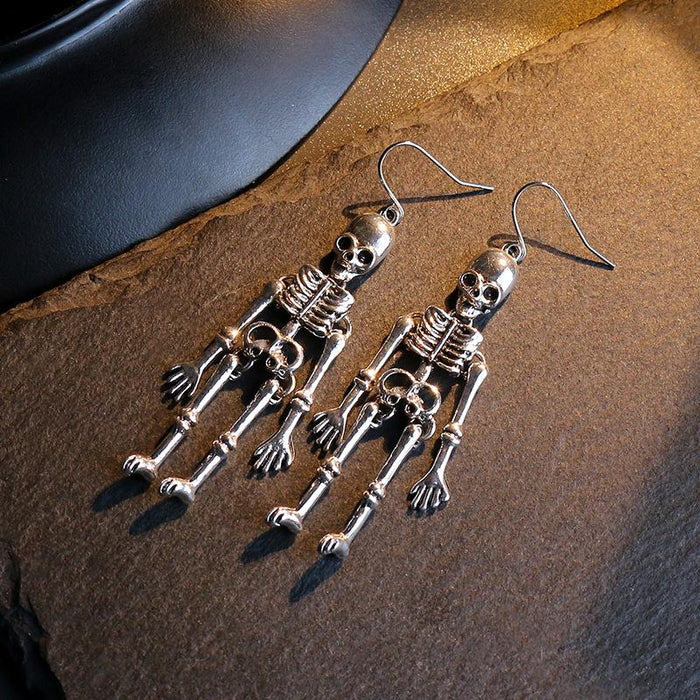 Retro Punk Skull Human Skeleton Earrings
