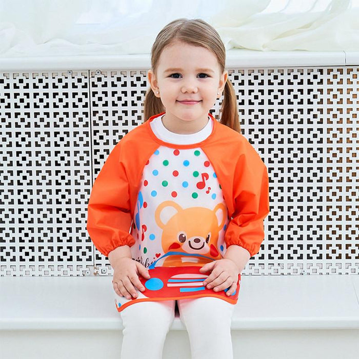 Cute Bibs Waterproof Long Sleeve Apron Children Feeding Smock