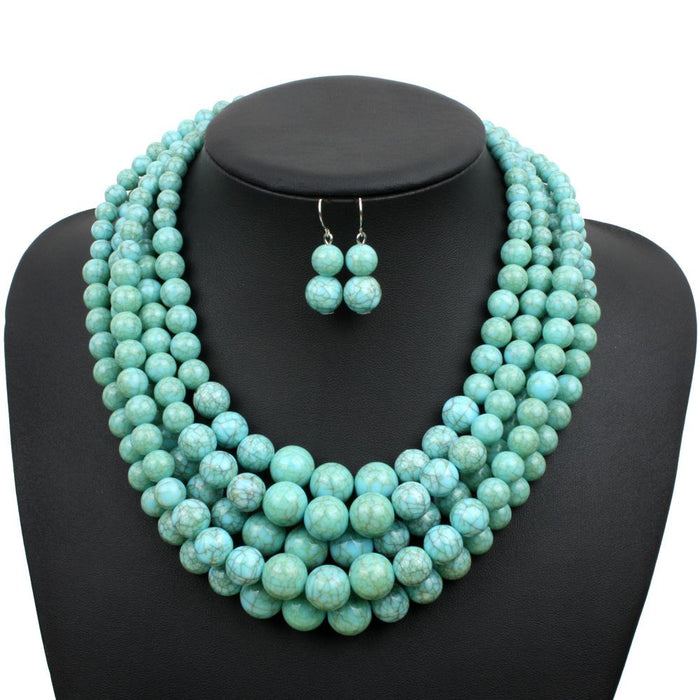 Women's Jewelry Exaggerated Popular Crack Bead Multi-layer Necklace
