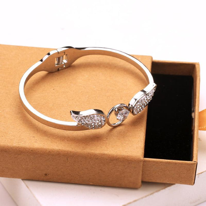 New Angel Titanium Steel Hollow Bracelet Open Bracelet For Women Bangle