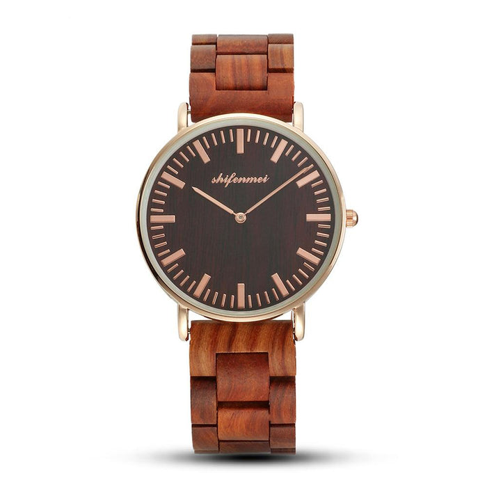 2022 New Men's Wooden Watch Ultra Thin Classic Sandalwood Watch Alloy Watch