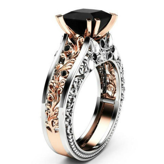 Princess Black / White Zircon Ring Jewelry