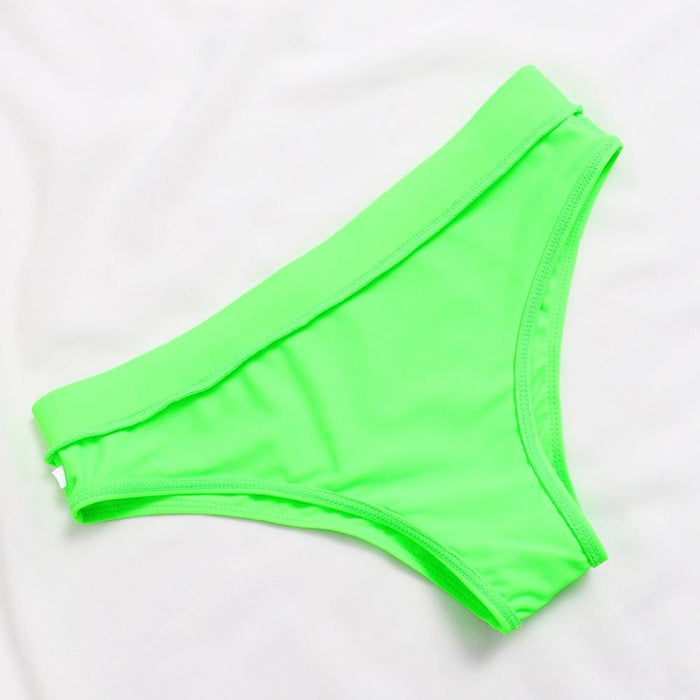 New Sexy Suspender High Waist Fluorescent Green Double-sided Split Bikini