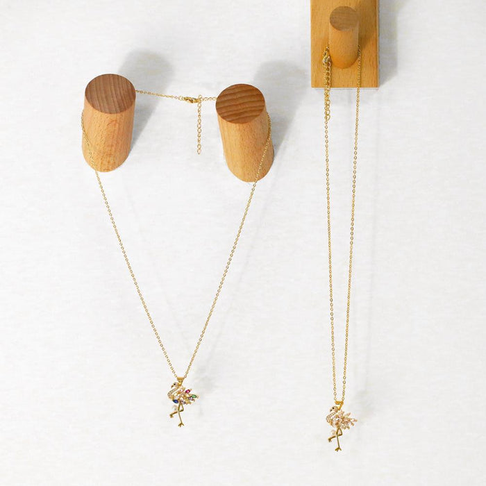 Personalized Color Zircon Flamingo Necklace