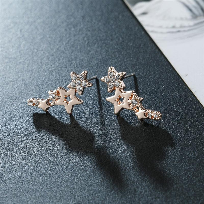 Zircon Star Clip Stud Earrings