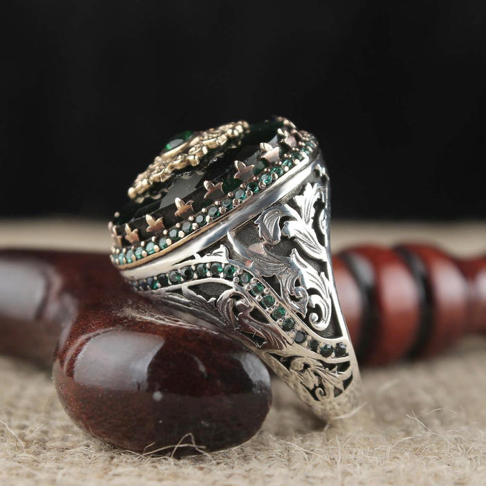 New Vintage Green Zircon Men's Ring