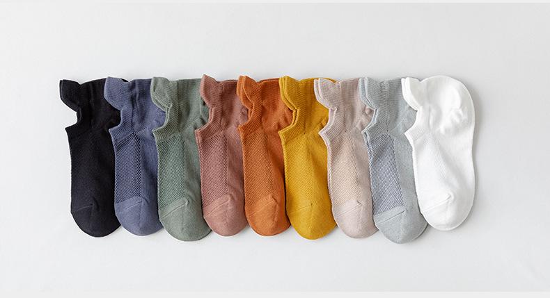 Spring/Summer Solid Color Cotton Socks Breathable Low Boat Socks