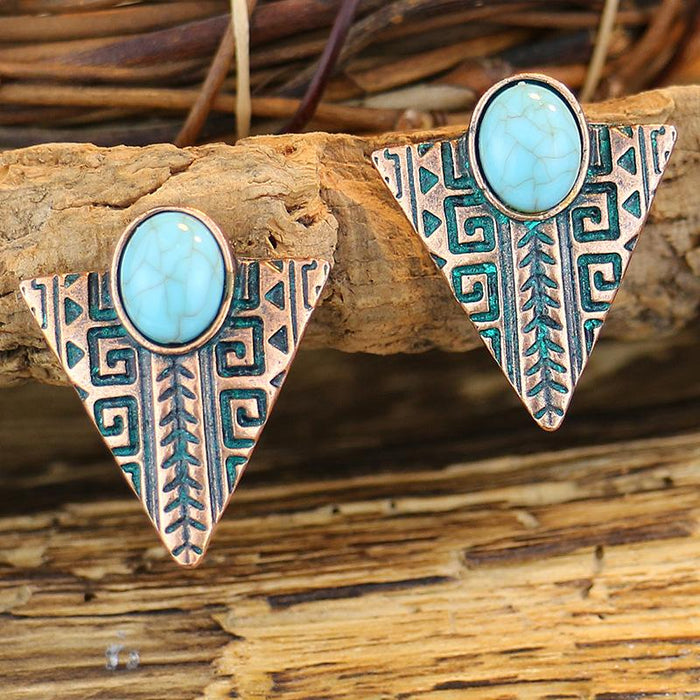 Bohemian Retro Ethnic Geometric Love Sweet Earrings