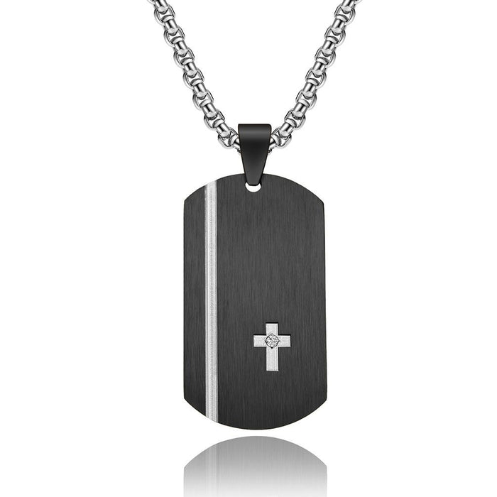 Creative Men's Carved Cross Titanium Steel Pendant Necklace