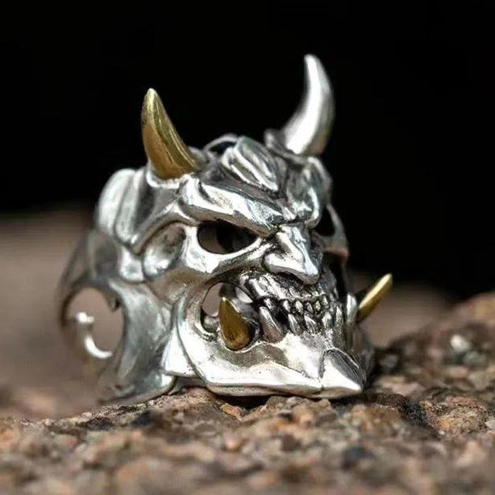 Vintage Gothic Mens Demon Anger Skull Rings