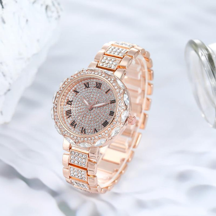 Women Watch Rhinestone Steel Quartz Fashion Wristwatch LLZ13890