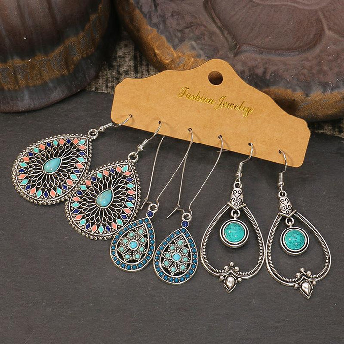3 pairs/set Earrings Bohemian Style Jewelry X0X36219