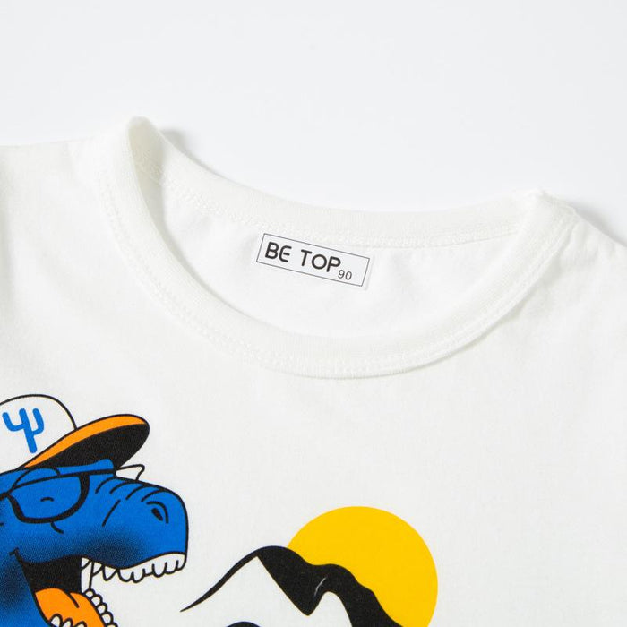 Children's T-shirt cartoon dinosaur Top Men's short sleeved cotton clothes sweater