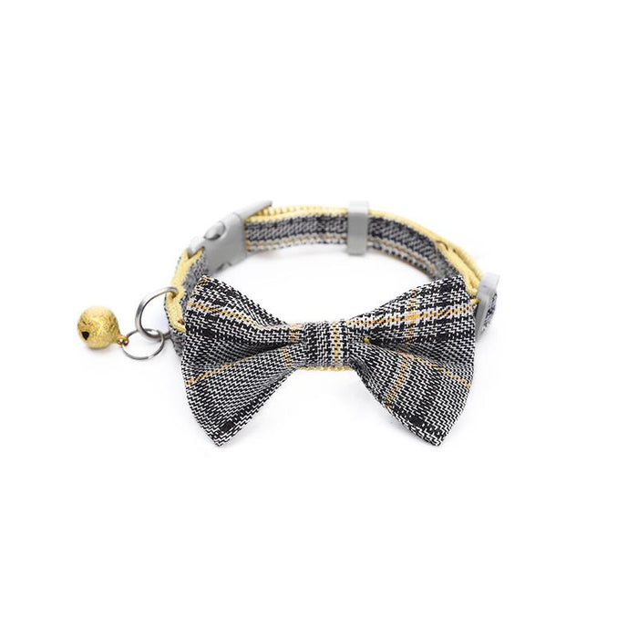 Plaid Bow-knot Small Dog Collar Perro Adjustable Polyester Puppy Collier Chien Medium Dog Pet Accessories Cats Products For Pets