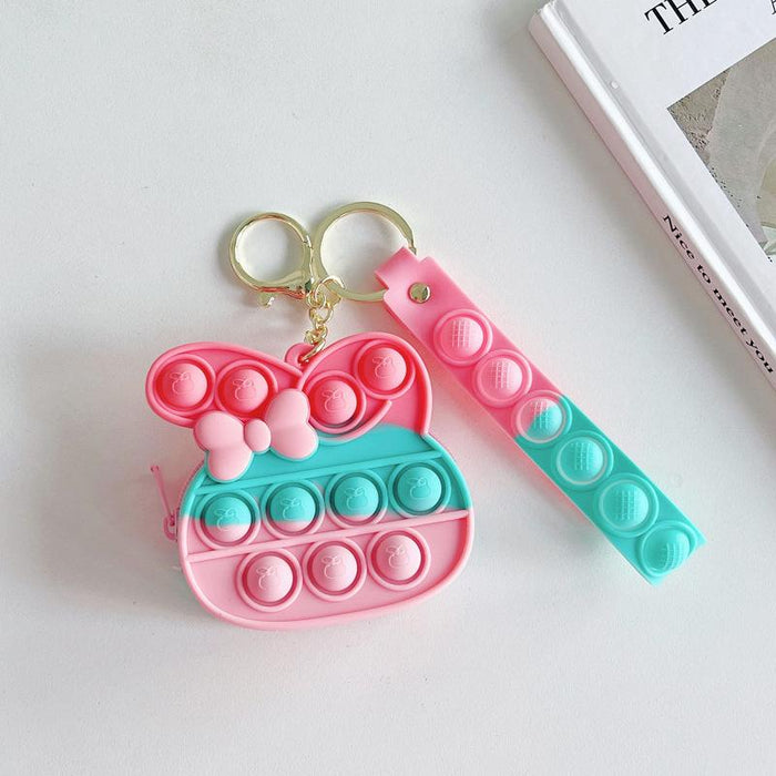 Cartoon creative silicone mini bag rabbit pendant keychain