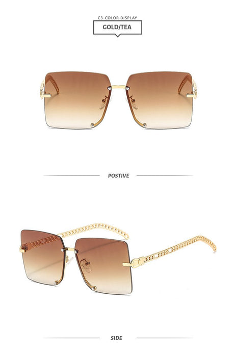 Sunglasses Women's square metal half frame sunglasses