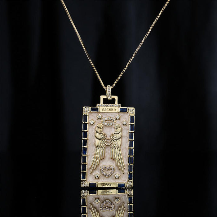 New Fashion Personality Geometric Pendant Gold Color Zircon Necklace