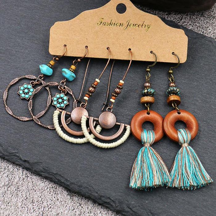 3 pairs/set Earrings Bohemian Style Jewelry X0X36193