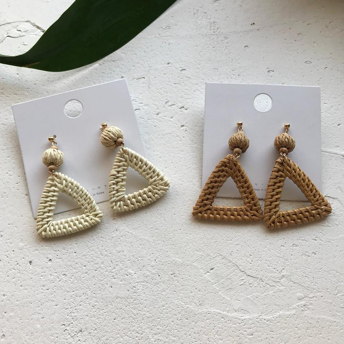 Vintage Exaggerated Geometric Rattan Earrings