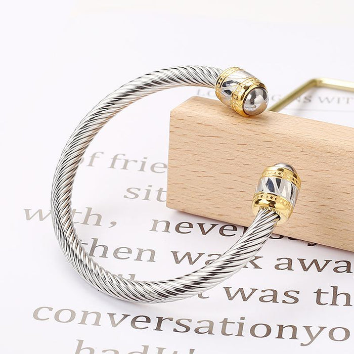 New Stainless Steel Bracelet Gold Color Adjustable Bracelet Bangle