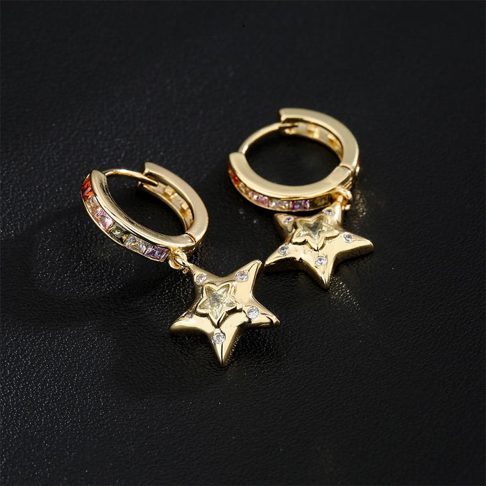 Fashion Niche Design Light Luxury Gold Color Zircon Women's Earrings