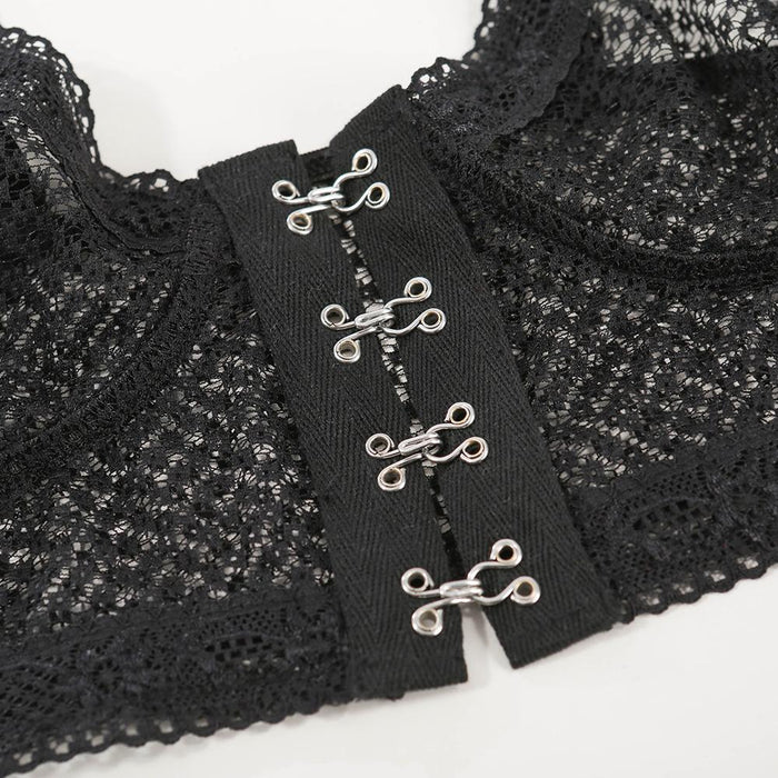 Women's Sexy Mesh Lingerie Front Closure Underwear Set