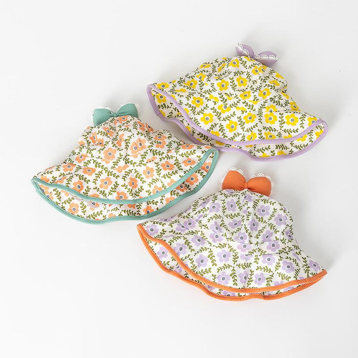Summer Outdoor Floral Bow Children's Bucket Hat