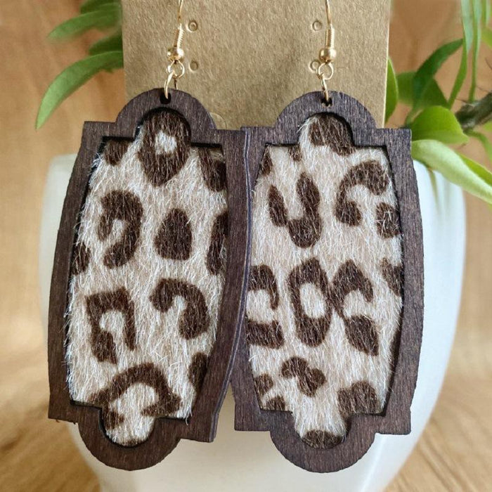 Fashion Exaggerated Leopard Print Wooden Women's Earrings