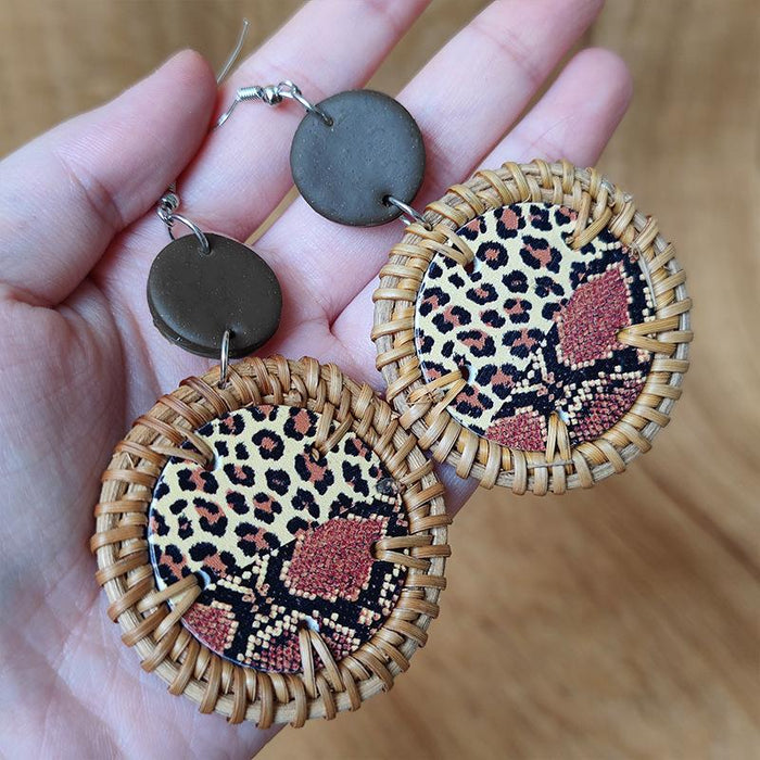 New Fashion Printed Zebra Print Women's Wooden Earrings