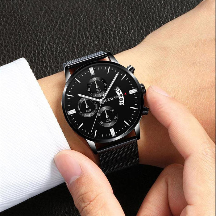 Men's Wrist Watches Stainless Steel Mesh Belt Quartz Watch Ultra Thin Business Clock