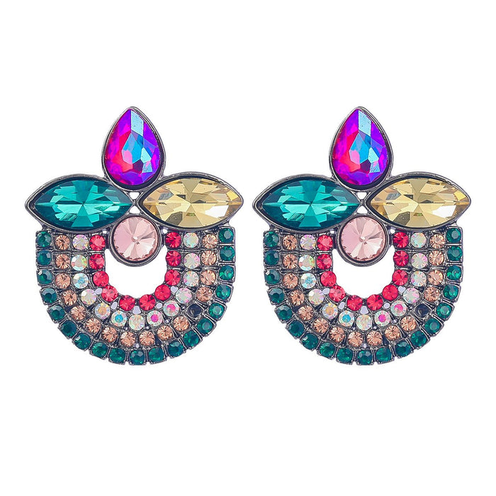 Women's Colorful Rhinestone Retro Multi-layer Earrings