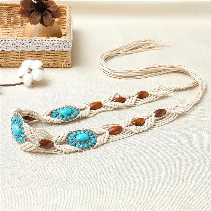 National style women's belt woven belt acrylic woven women's waist chain