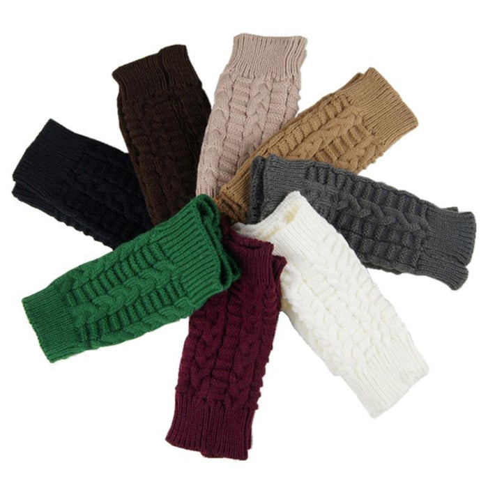 Half Finger Gloves for Women Winter Soft Warm Wool Knitting Arm Gloves