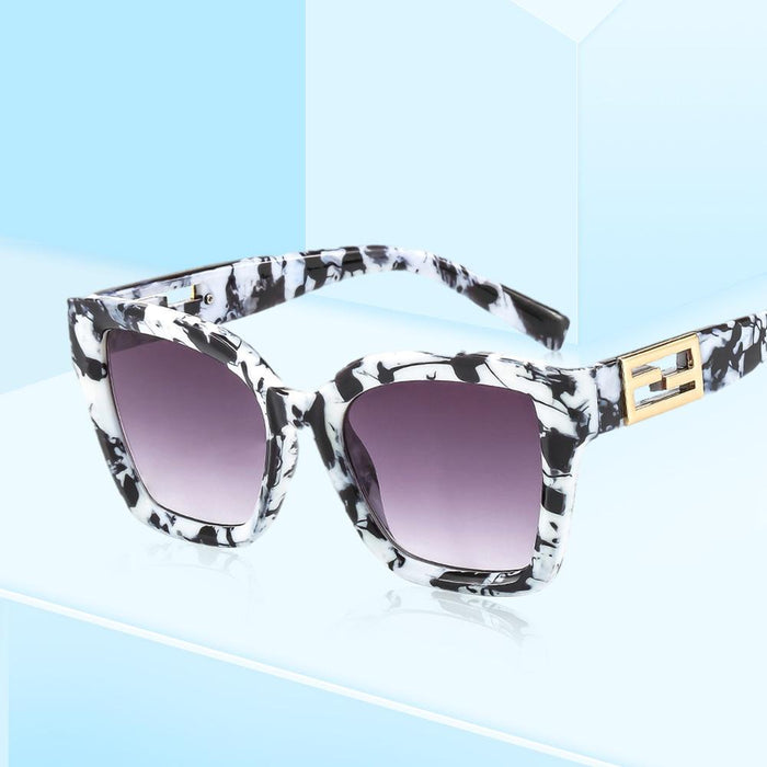 Metal square personalized stripe Sunglasses