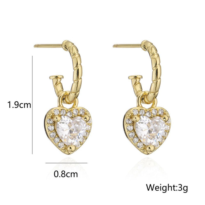 Popular gold zircon love female Earrings