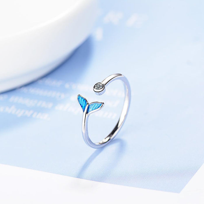 New Blue Fishtail Design Open Ring