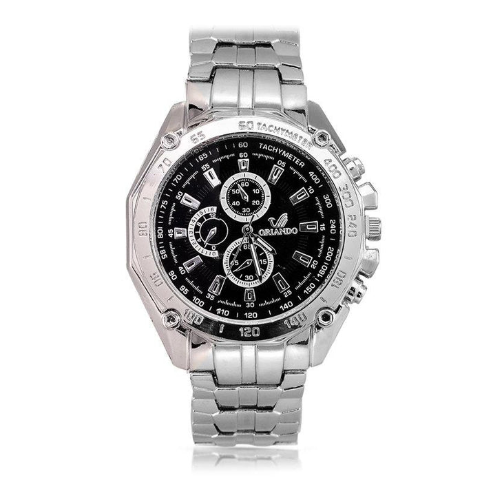 Man Watches Quartz Silver color Stainless Steel Wristwatch