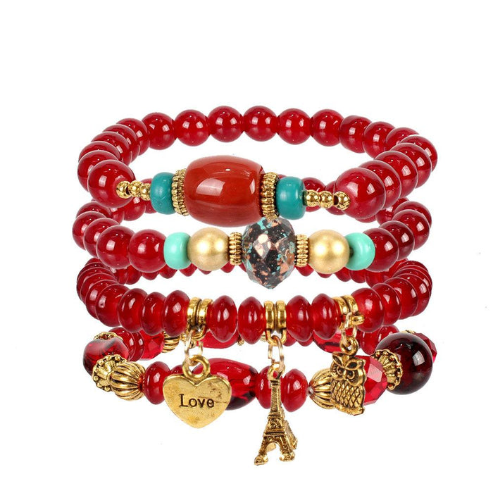 New Owl Letter Heart Pendant Women's Multilayer Bracelet