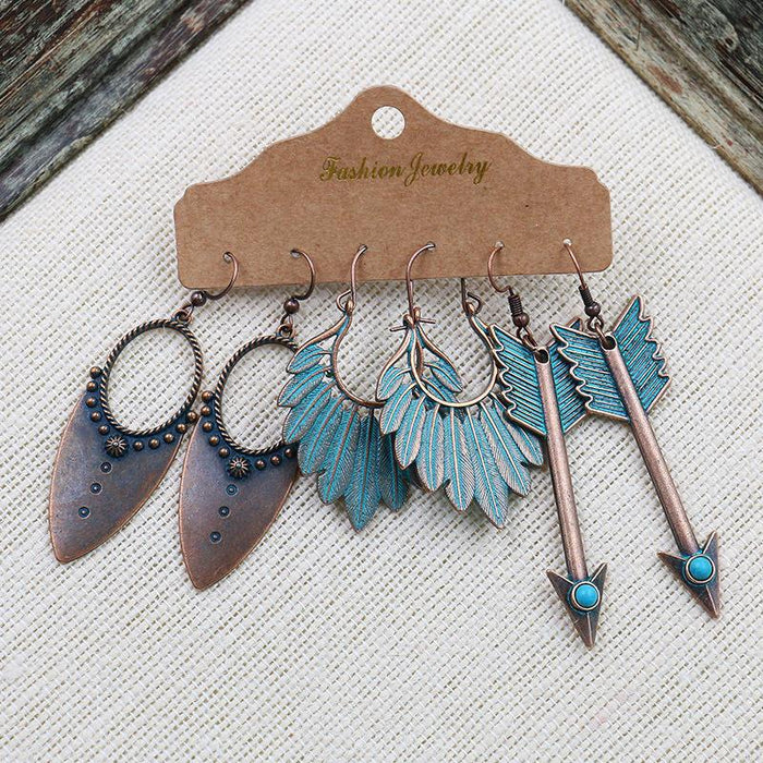 3 pairs/set Earrings Bohemian Style Jewelry X0X36216