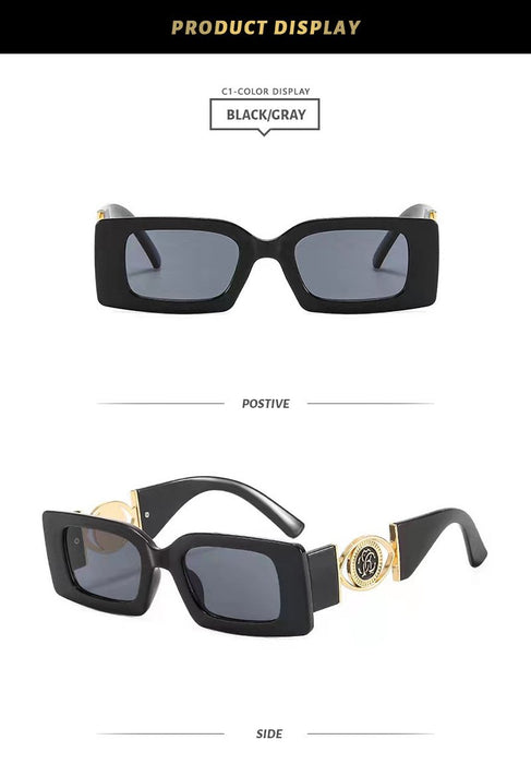 Square small frame metal sunglasses