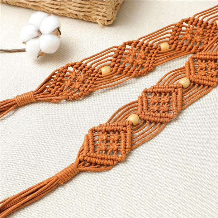 New women's wax rope woven belt fashion creative waist chain