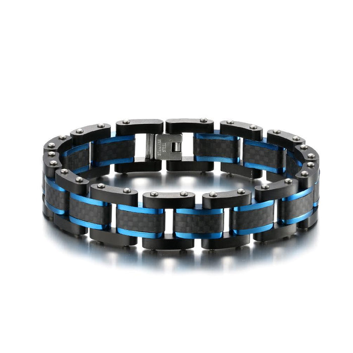 Fashion Men's Solid Carbon Fiber Stainless Steel Bracelet Jewelry
