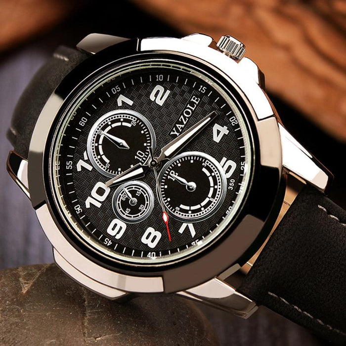 Yazole Top Brand Luxury Famous Male Clock Quartz Watch Leather Quartz-watch