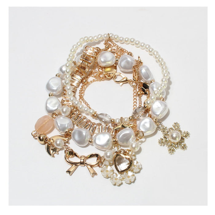 New Women's Irregular Pearl Heart Bow Bracelet Accessory