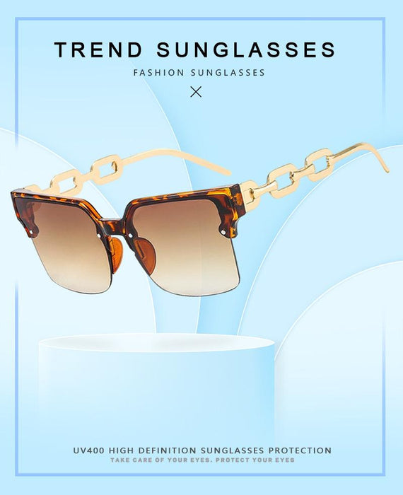 Half frame chain metal sunglasses