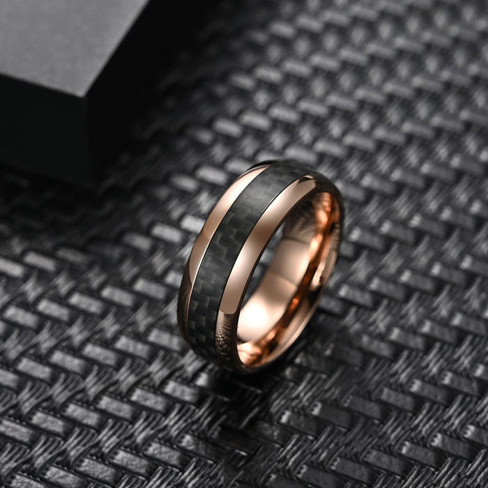 Fashion Solid Carbon Fiber Stainless Steel Ring Jewelry