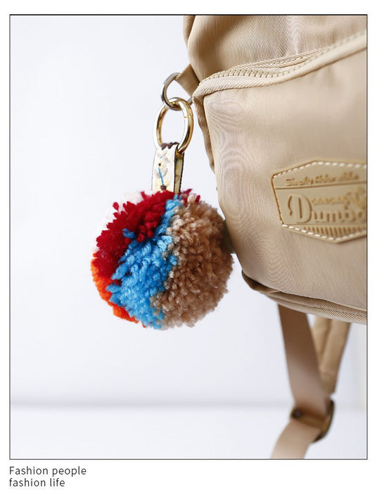 Hand Braided Boho Colored Pom Pom Keychain