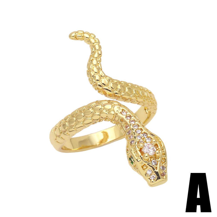 Vintage Snake Ring with Diamond Inlay